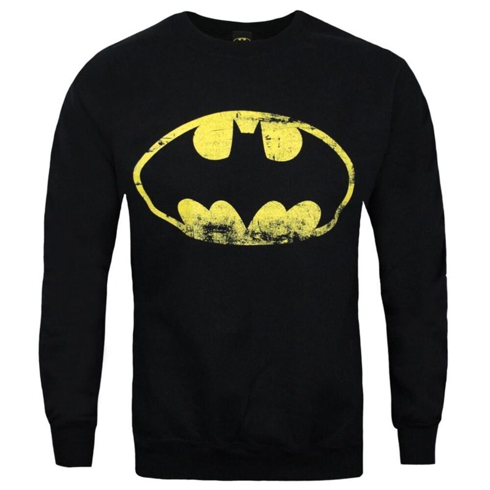 Batman Official Mens Distressed Logo Sweatshirt / Black